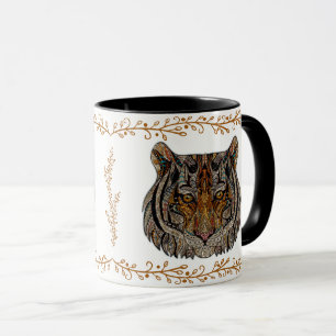 Glasdesign mit Tiger-Gesicht in Monogramm-Optik Tasse