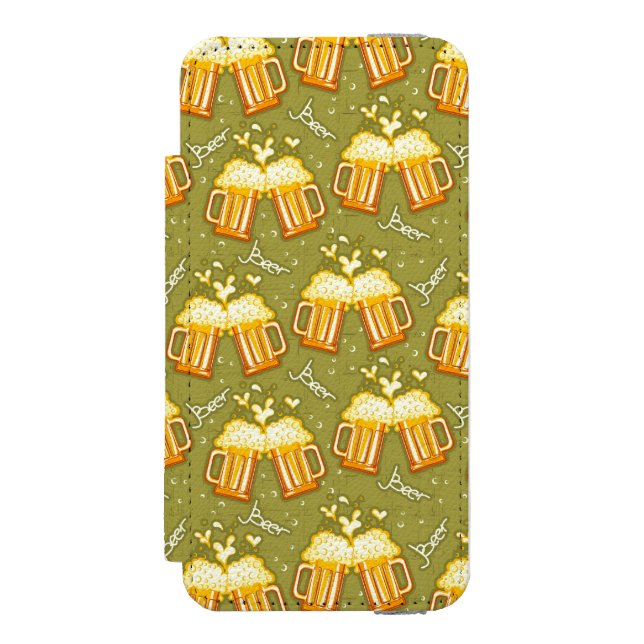Gläser des Bier-Musters Incipio iPhone Geldbeutel-Hülle (Folio Vorderseite)