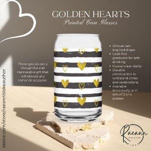 Gläser mit Aufdruck "Gold Hearts Valentine's Love"