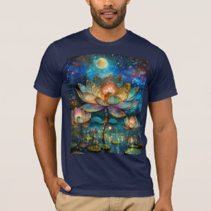 Gläserne Lotus-Blüten im Mondschein T-Shirt