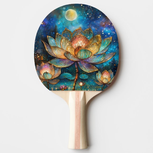 Gläserne Lotus-Blüten im Mondschein Tischtennis Schläger (Vorderseite)