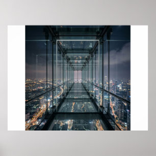 Glaserner Himmelsweg über Neon-Stadt Poster