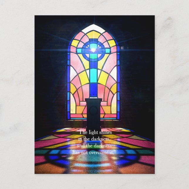 Glasfenster aus festem Glas durch die Kirche Postkarte (Vorderseite)