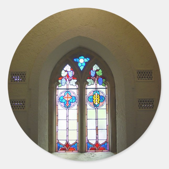 Glasfenster der St. Johns Lutheran Church n Runder Aufkleber (Vorderseite)