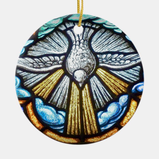Glasfenster-Dove-Ornament Keramik Ornament (Vorne)