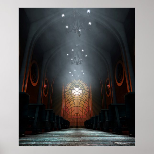 Glasfenster-Kirche Poster (Vorne)