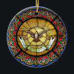 Glasfenster La Sainte-Chapelle Keramikornament<br><div class="desc">La Saint-Chapelle ist eines der einzigen Gebäude des königlichen Palastes von Capetian an der Île de la Cité im Herzen von Paris. Dieses bunte Fenster besticht durch eine friedliche Taube.</div>