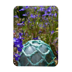 Glasfischerboje und Blumen Magnet
