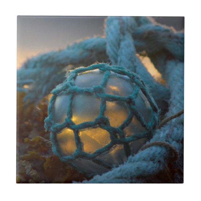 Glasfischerei, Sunset, Alaska Fliese (Vorderseite)