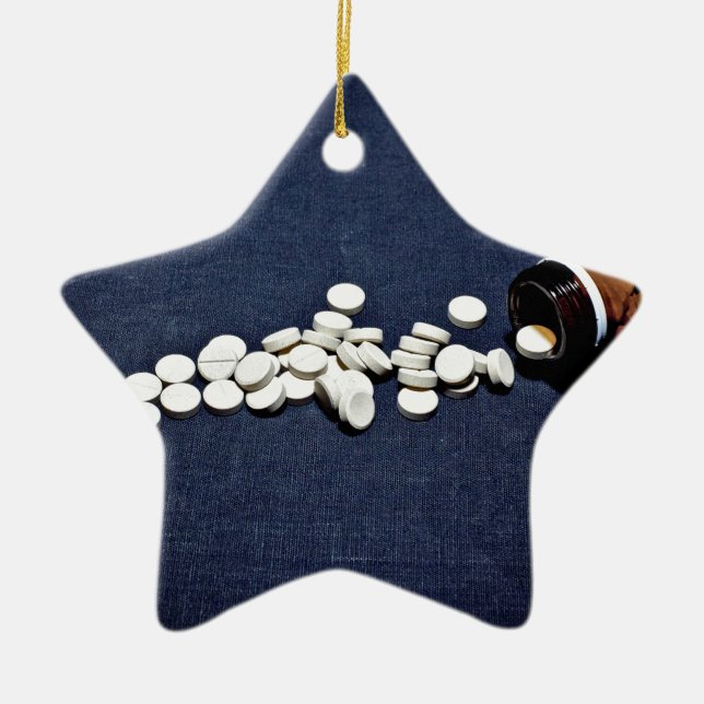 Glasflasche der weißen Pillen Keramik Ornament (Vorne)