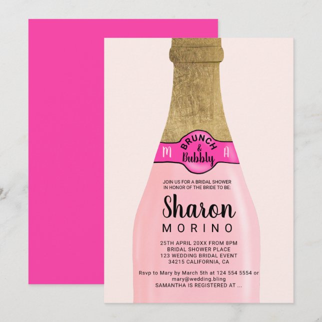 Glasflaschen-Brautparty Einladung (Vorne/Hinten)