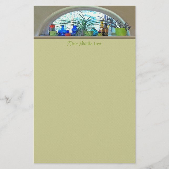 Glasflaschen Pflanze in Fensterfarbe Briefpapier (Vorderseite)