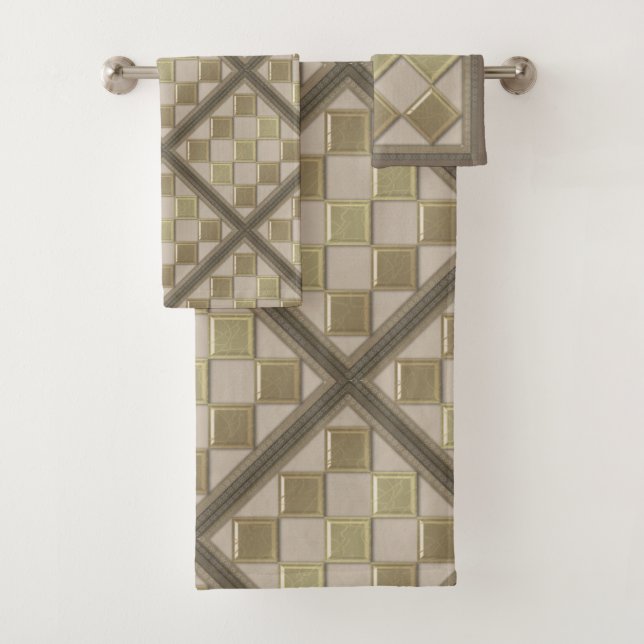 Glasfliese 3D beige Farbe Badhandtuch Set (Insitu)