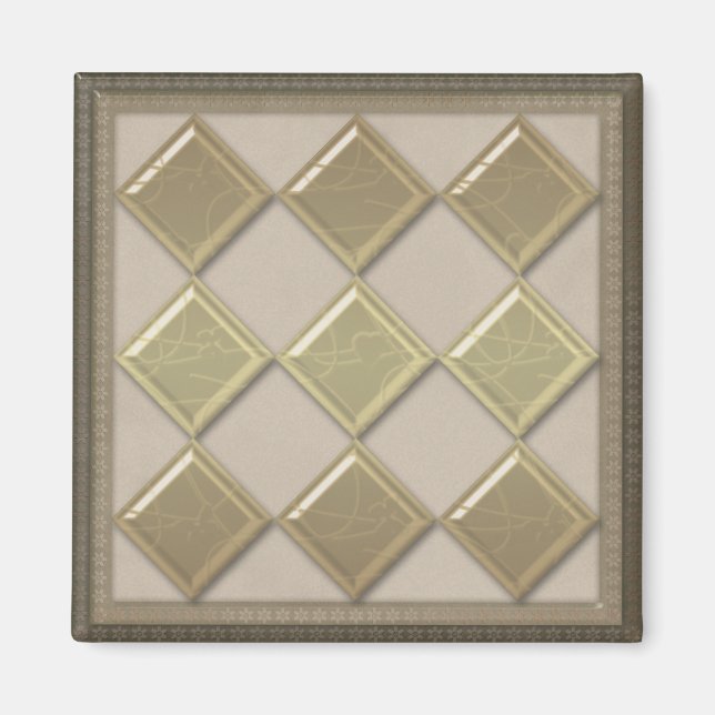 Glasfliese 3D beige Farbe Magnet (Vorne)