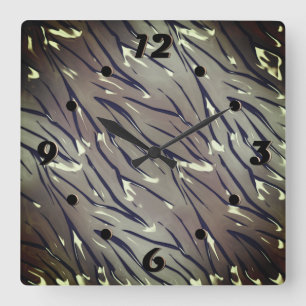 Glasfliese 3D Flüssiger Tiger Zebra-Hautleder Quadratische Wanduhr