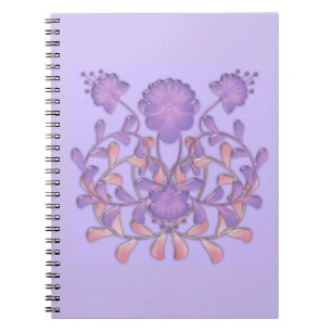 Glasfliesen 3D-Blume violett glänzen Notizblock