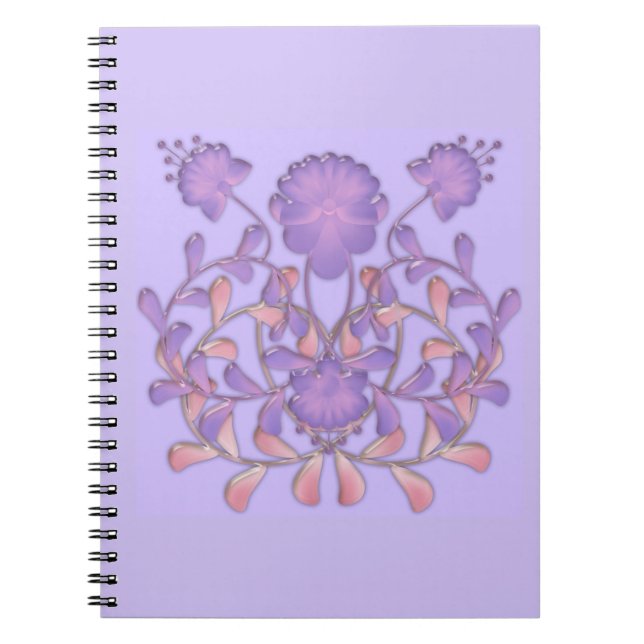 Glasfliesen 3D-Blume violett glänzen Notizblock (Vorderseite)
