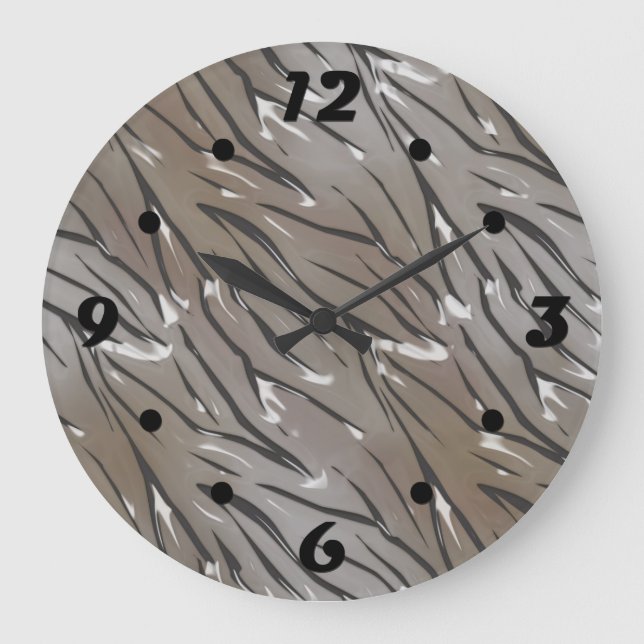 Glasfliesen 3D flüssiger Tiger Zebra-Haut Leder Sq Große Wanduhr (Vorderseite)