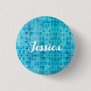Glasfliesen aus blauem Glas Button