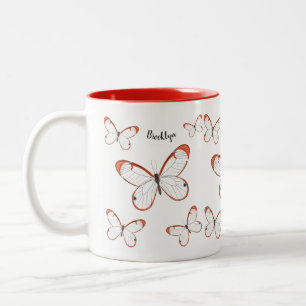 Glasflügel-Schmetterling Cartoon-Illustration Zweifarbige Tasse