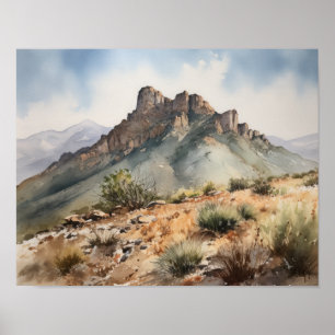 Glasgebirge Aquarell Kunst drucken Poster