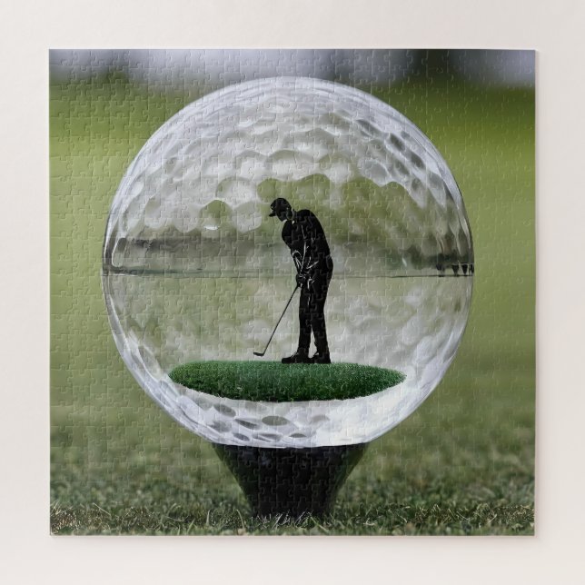 Glasgolfball mit Golf Player innen, (Vertikal)