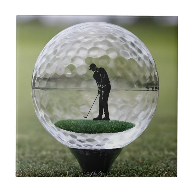 Glasgolfball mit Golf Player innen, Fliese (Vorderseite)
