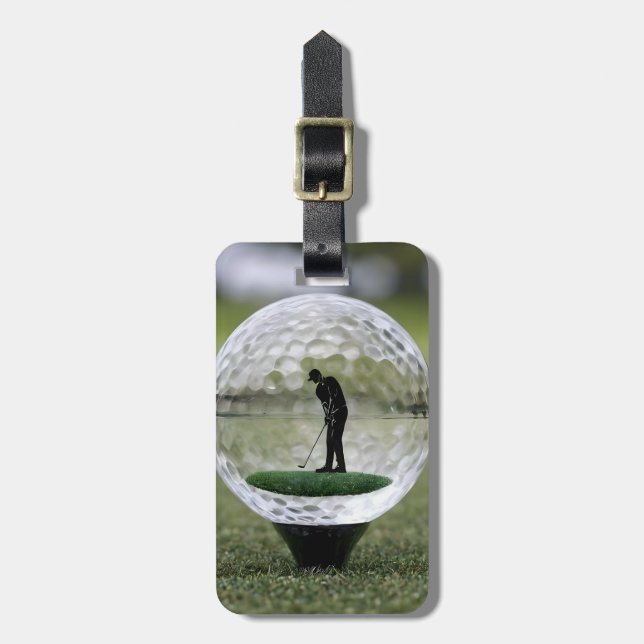 Glasgolfball mit Golf Player innen, Gepäckanhänger (Vorderseite vertikal)