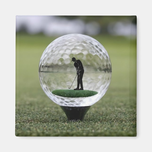 Glasgolfball mit Golf Player innen, Magnet (Vorne)
