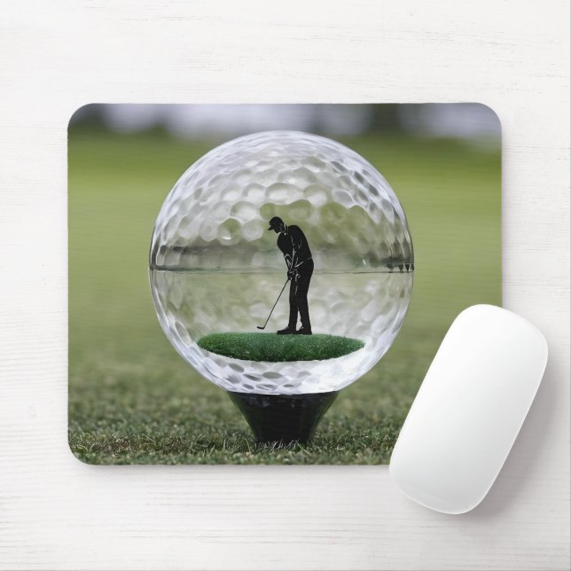 Glasgolfball mit Golf Player innen, Mousepad (Mit Mouse)