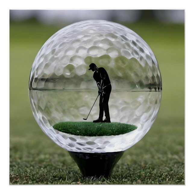 Glasgolfball mit Golf Player innen, Poster (Vorderseite)