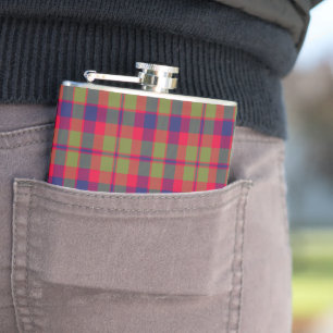 Glasgow City Tartan Kariertes Muster Flachmann