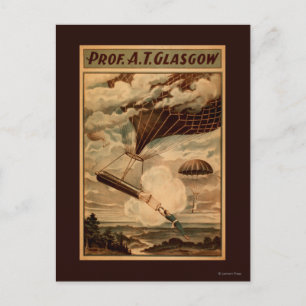 Glasgow Hot Air Balloon Circus Theater Plakat Postkarte