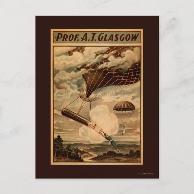 Glasgow Hot Air Balloon Circus Theater Poster Postkarte (Vorderseite)