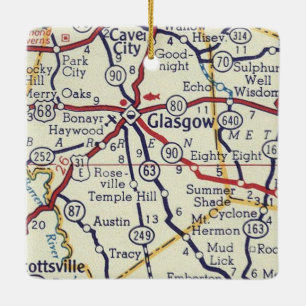 Glasgow KY Vintag Map Keramikornament