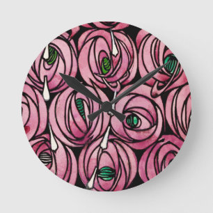 Glasgow Rose - Charles Rennie Mackintosh Runde Wanduhr