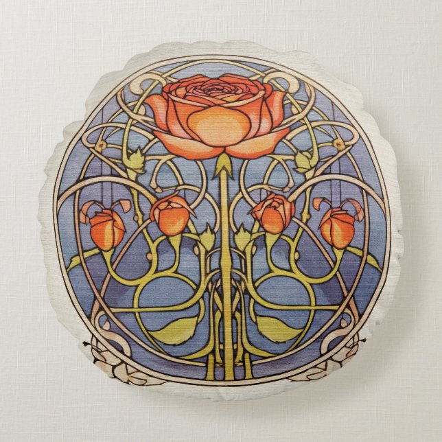 Glasgow-Rose Rundes Kissen (Vorderseite)