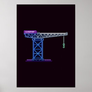 Glasgow Schottland Finnieston Kran Neon Kunst Poster