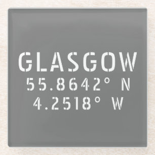 Glasgow Scotland Latitude & Longitude Glasuntersetzer