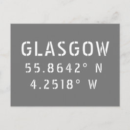Glasgow Scotland Latitude & Longitude Postkarte
