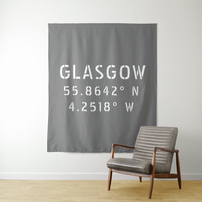 Glasgow Scotland Latitude & Longitude Wandteppich (Beispiel)