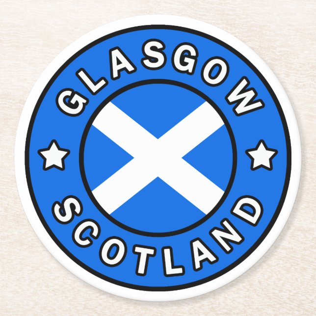 Glasgow Scotland Runder Pappuntersetzer (Vorderseite)