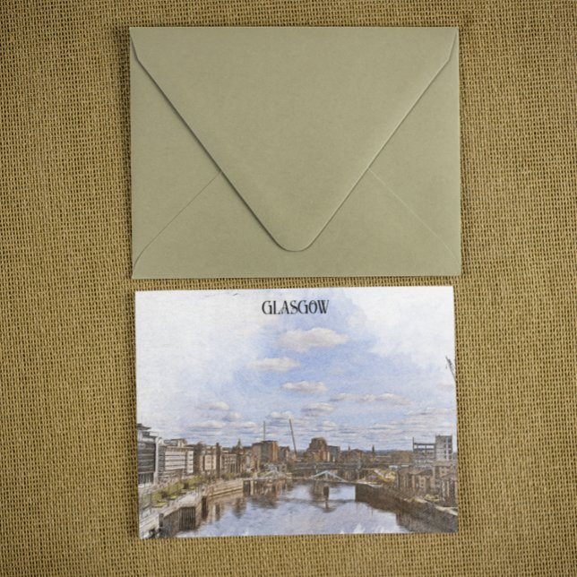 Glasgow Scotland UK Cityscape View Postkarte (glasgow uk scotland postcard)