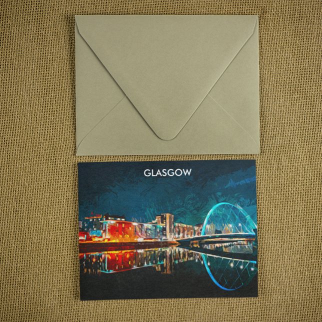 Glasgow Scotland UK Oil Paint City Postkarte (glasgow scotland uk oil paint)