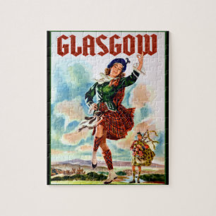 Glasgow Scottisn Girl Dancing with Bagpiper