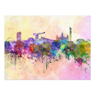 Glasgow skyline im Watercolor background Fotodruck