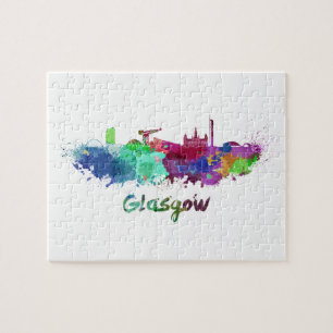 Glasgow-Skyline in Aquarellfarbe