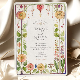 Glasgow Style Watercolor Wedding Einladung