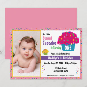 Glasierte Cupcakes Regenbogen Streusel Whimsical B Einladung