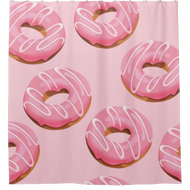 Glasierte Donuts Nahtloser Hintergrund Duschvorhang (Vorderseite)